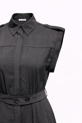 Textured A-Lijn Midi Hemddress met Riem