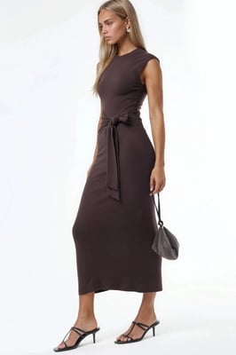 Midi-jurk met strikdetail