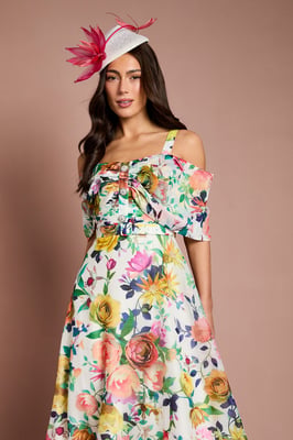 Lisa Tan Bardot Full Skirt Midi Dress