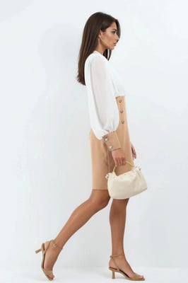 V-hals Midi-jurk met Knoopdetails