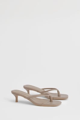 Wide Fit Toe Post Kitten Heel Mules