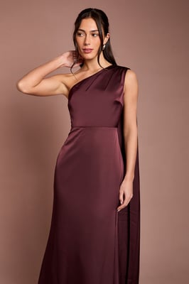 Coast Honoured Petite Drape One Shoulder Satin Maxi Bridesmaid Dress
