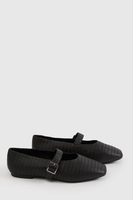Extra Wide Fit Square Toe Ballet Weave Flats