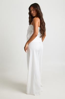 Linen Look Frayed Hem Beach Trousers