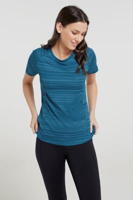 'Endurance' Women's Striped Tee Sun Protection Everyday Gym T-Shirt Teal