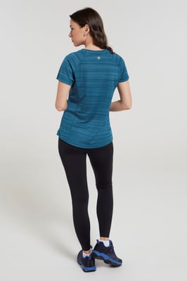 'Endurance' Women's Striped Tee Sun Protection Everyday Gym T-Shirt Teal