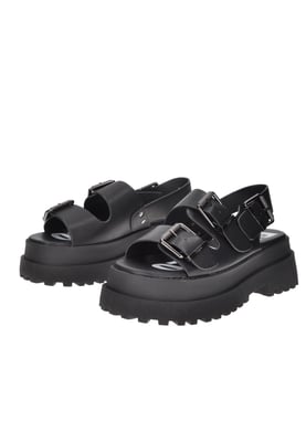 Buffalo Pluto Ari Dames Zwarte Sandalen