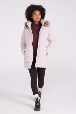 'Nola' Women's Long Padded Jacket Waterproof Winter Warm Coat Ecru
