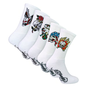 5-pack Heren Crew Sokken met Skull Patroon Zachte Ademend Casual Sokken