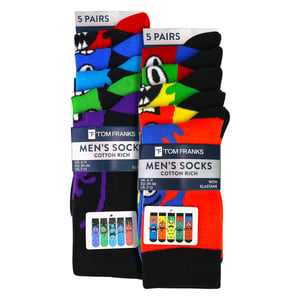 10 Pack Mens Cotton Monster Socks Fun Patterned Everyday Casual Socks