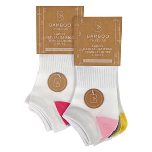 6 Pack Ladies Bamboo Trainer Socks Soft Breathable Heel Toe Design