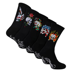 5-pack Heren Crew Sokken met Doodskoppatroon Zachte Ademende Casual Sokken