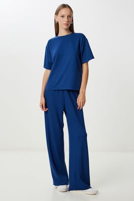 Casuele Korte Mouwen Crew Neck Met Touwtjes Taille Twee-Delige Co-Ord Set