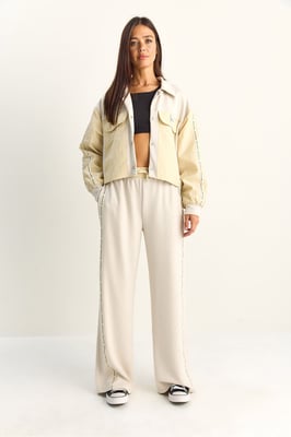 Gestreepte Mid Waist Twee-Delige Set met Zak