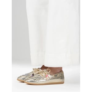 DWRS Label Dwrs latty fringes crackled champagne mocassins dames