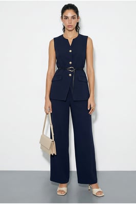 Hoge Taille V-Hals Geknoopte Twee-Stuk Co-ord Set