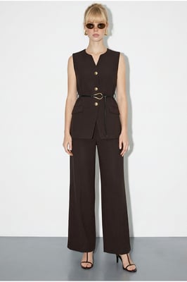 Hoge Taille V-Hals Geknoopte Twee-Stuk Co-ord Set