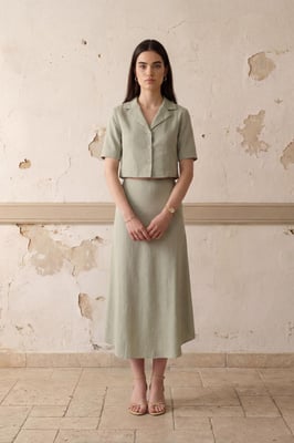 Crop Shirt & Midi Rok Co-Ord Set