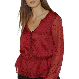BRAVE SOUL HEART Womens Tops Long Sleeve V Neck Ladies Ruffle Casual Blouse Tee