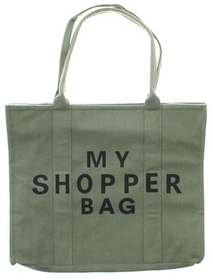 Womens Tote Shopper Bag Kylie Magnetic Popper Fastening khaki