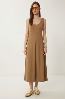 U-Kraag Midi Jurk
