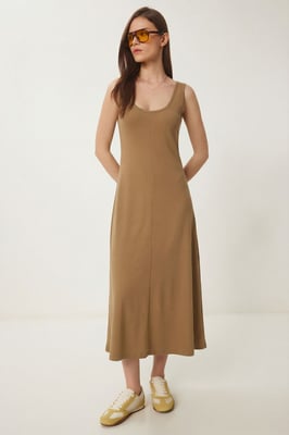 U-Kraag Midi Jurk