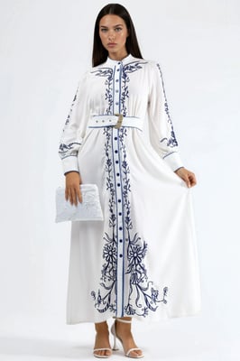 Bloemen Midikleding met Ceintuur