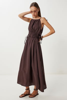 Halternek Midi-jurk met Strikdetail