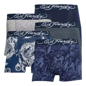 5-Pack Heren Katoenen Stretch Boxers Met Elastische Tailleband Blauw Ondergoed