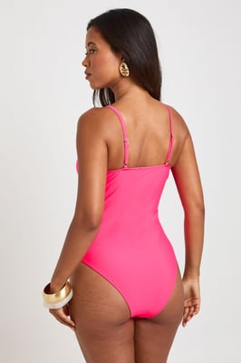 Gold Trim Square Neck Swimsuit