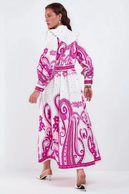 V-hals Paisley Maxi-jurk met Split