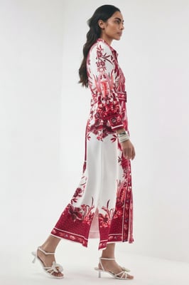 Bloemige Maxi Shirtjurk met Ceintuur