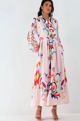 Floral Print Maxi A-lijn Jurk