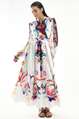 Floral Print Maxi A-Lijn Jurk