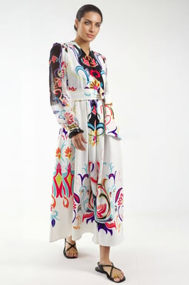 Floral Print Maxi A-Lijn Jurk