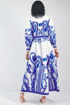 V-hals Paisley Maxi-jurk met Split