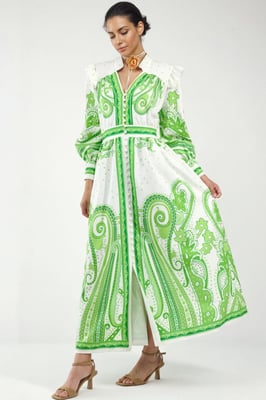 V-hals Paisley Maxi-jurk met Split