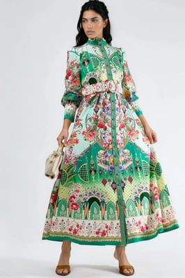 Florale Maxi Jurk met Ceintuur