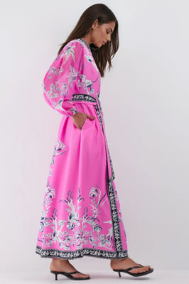 Bloemen V-hals Maxi Wikkeljurk met Ceintuur