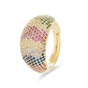 Luxenter ring met veelkleurige zirkonia afgewerkt in 18K geel goud - Ikahi