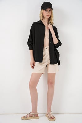 Oversized långärmad knäppskjorta