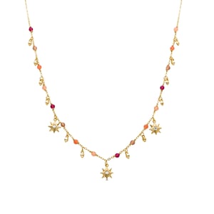 Luxenter Sterling Silver 925 halsband med mångfärgad kristall i 18K gult guld - Sekhay