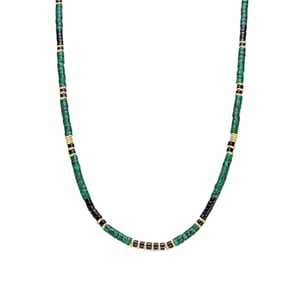 Luxent Sterling Zilver 925 en 18k goud afgewerkt Malachiet collier - Ilmina
