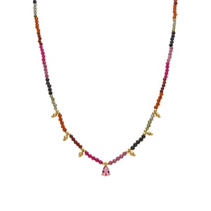 Luxenter Multicolour Toermalijn collier afgewerkt in 18k geelgoud - Baim