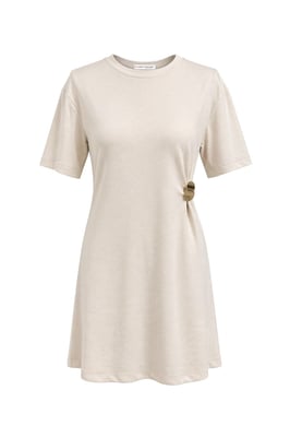 Crewneck Mini T-shirt Jurk met Steenaccessoire