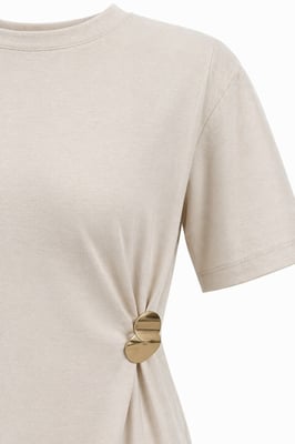 Crewneck Mini T-shirt Jurk met Steenaccessoire