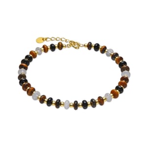 Luxenter Sterling Zilver 925 en Tijgeroog armband met 18k gouden afwerking - Yalah