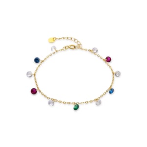 Luxenter armband i 925 sterling silver och flerfärgade zirkoner med 18 karat gult guld - Sumju