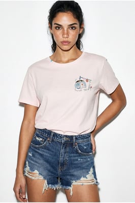Geborduurd T-shirt met ronde hals