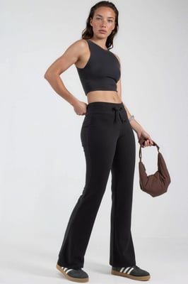 Elastische Taille Flared Leg Broek